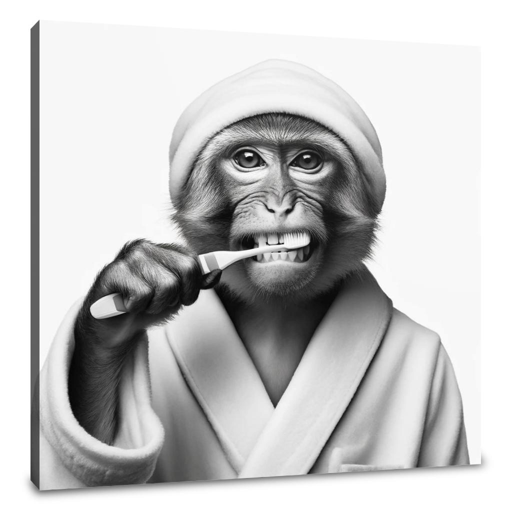 Dental Routine Monkey Canvas