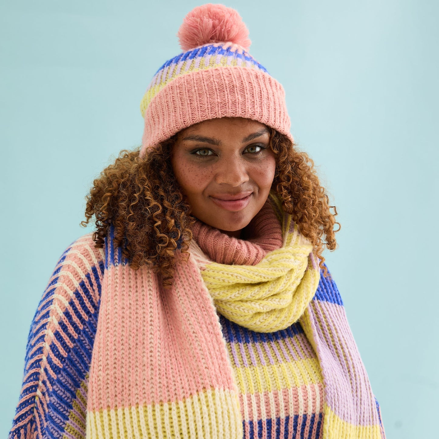Phoebe Stripe Beanie Hat - Pink