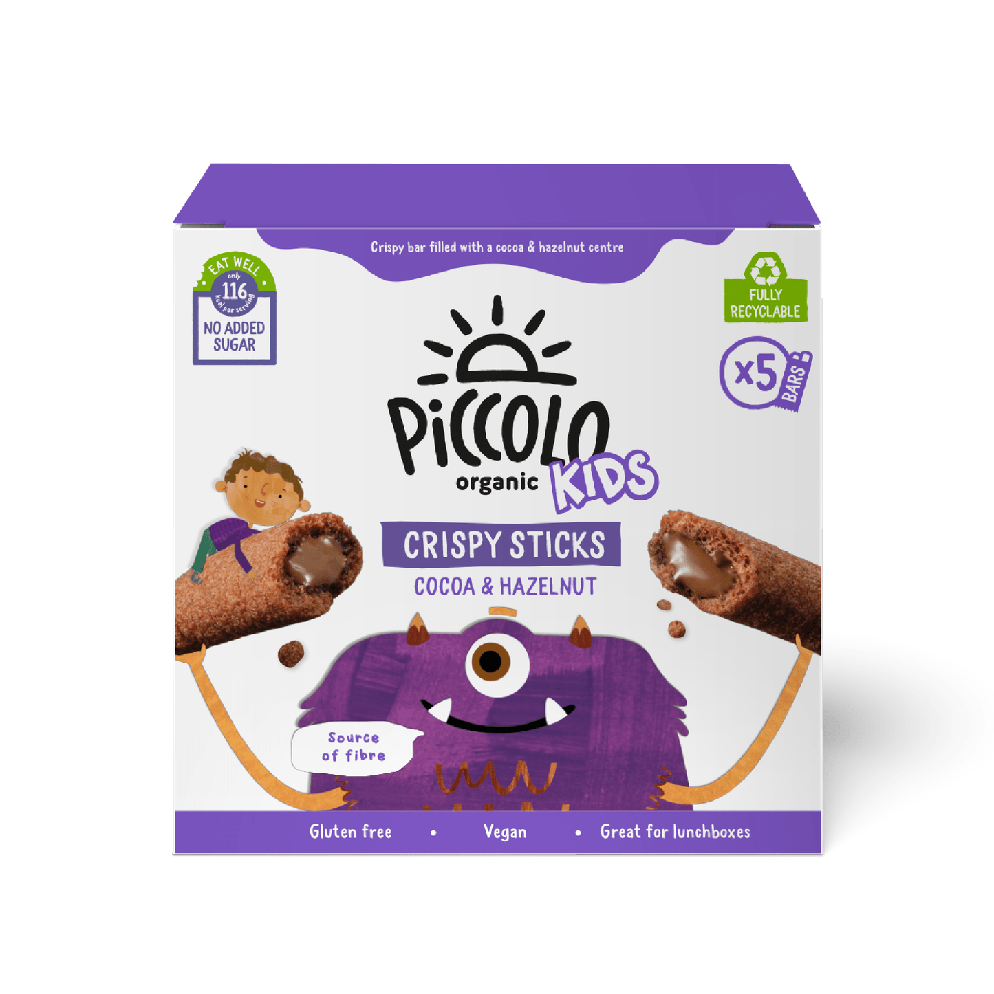 Piccolo Kids Cocoa & Hazelnut Crispy Sticks 5 x 25g Snack