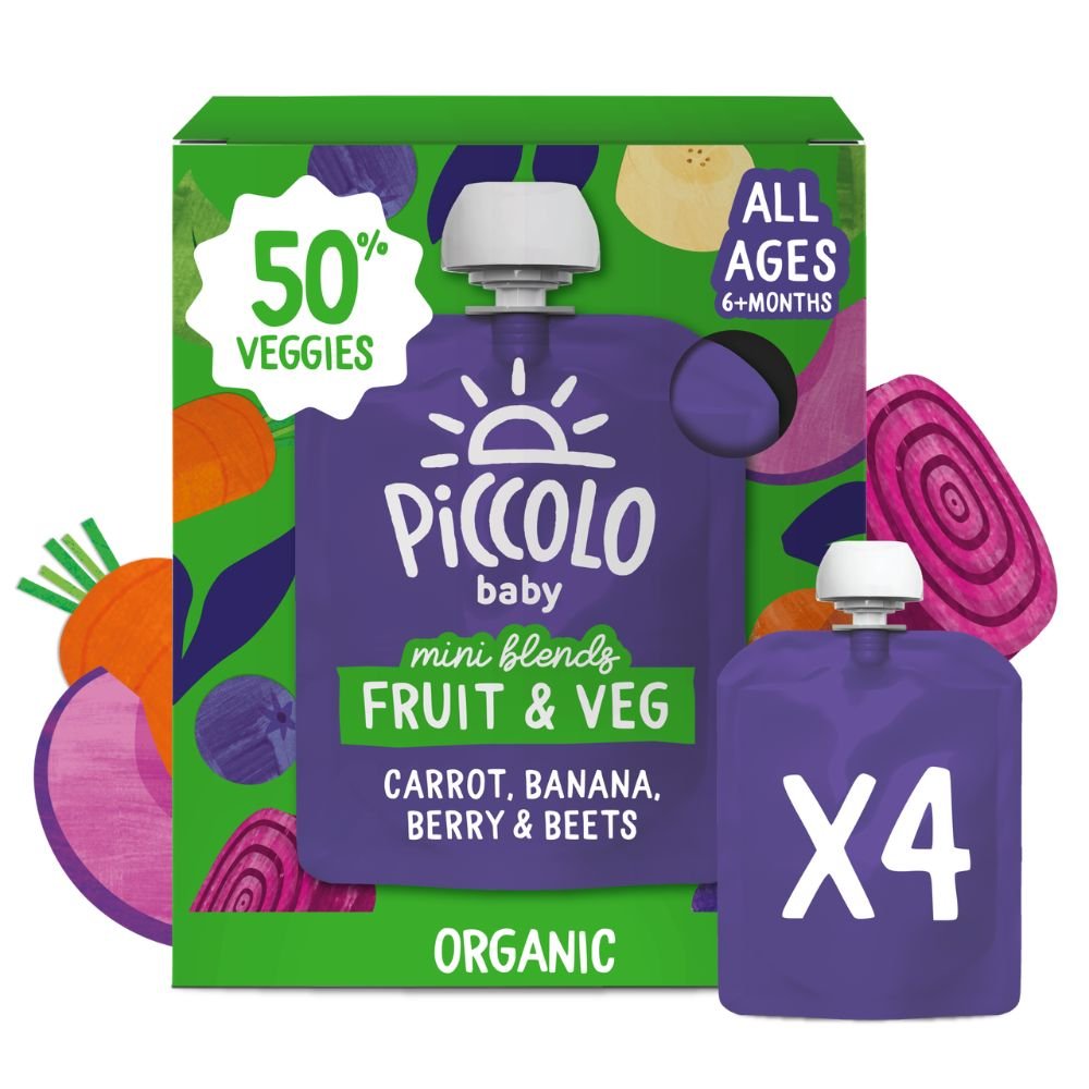 Piccolo Organic Mini Blends Fruit & Veg Pouches 4 x 90g