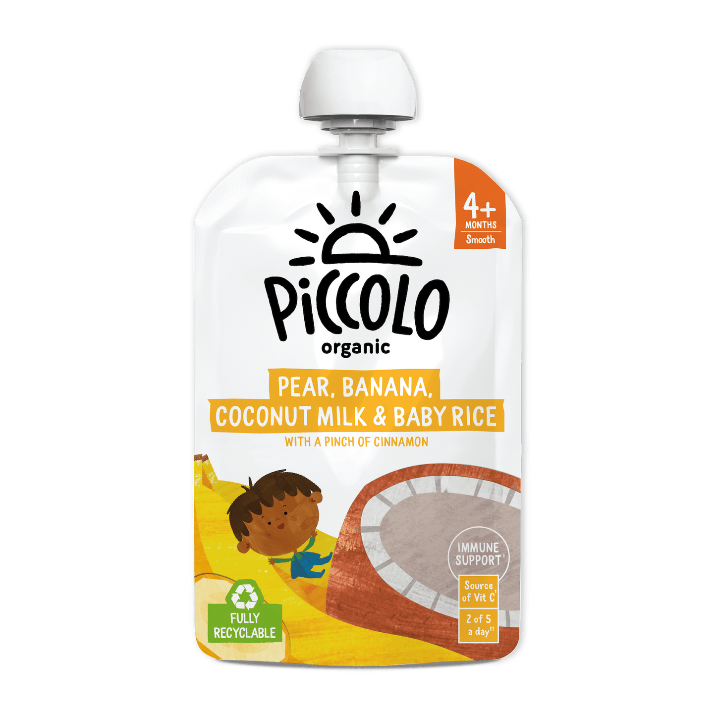 Piccolo Organic Pear Banana Coconut Milk & Baby Rice 100g 4m+