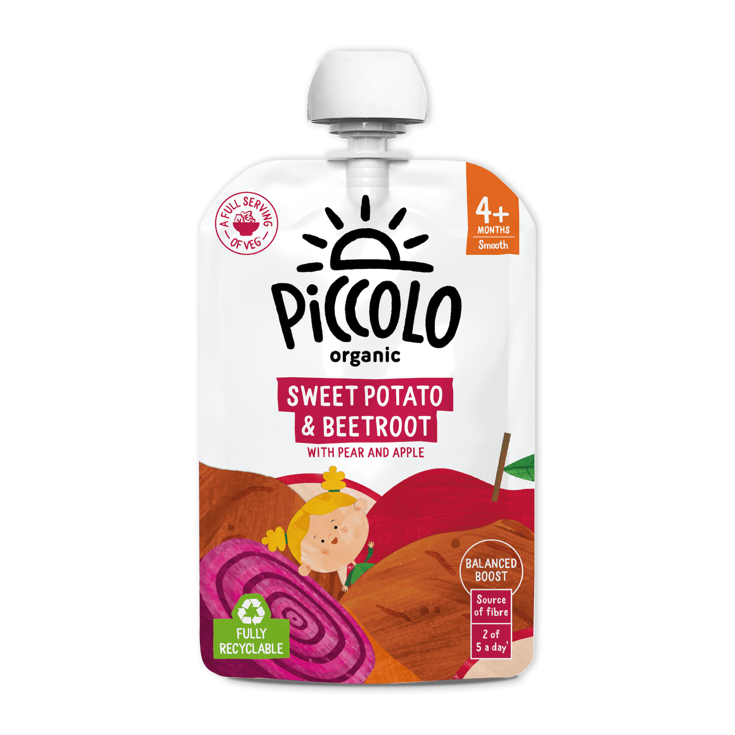 Piccolo Organic Sweet Potato Beetroot Pear & Apple Baby Food 100g