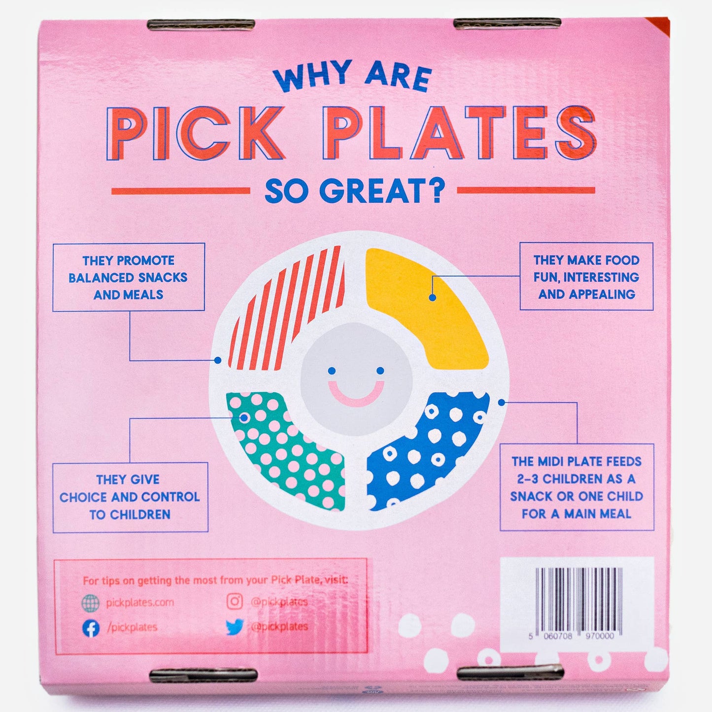 Pick Plates Midi Divided Plate – 5 Compartment Kids Plate 23cm