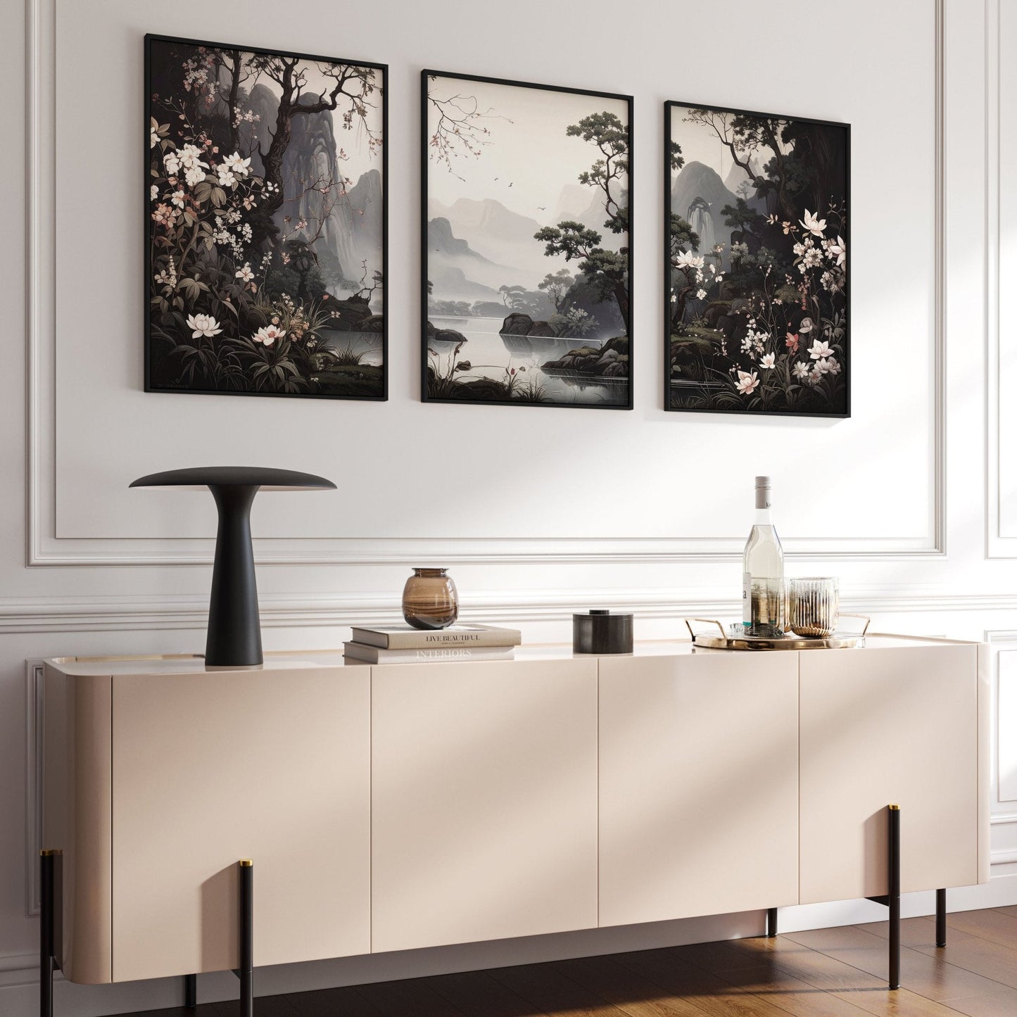 Pictures For Living Room Wall | Set of 3 Chinoiserie Wall art Prints