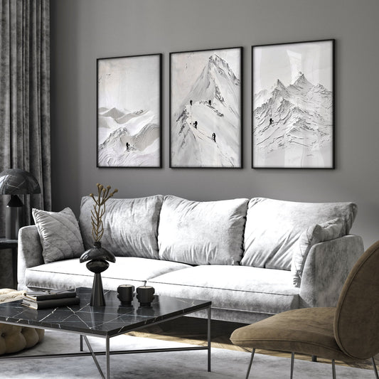 Pictures for Living Room Walls Scandi Mountain Climbers Wall Art Prints | Set of 3