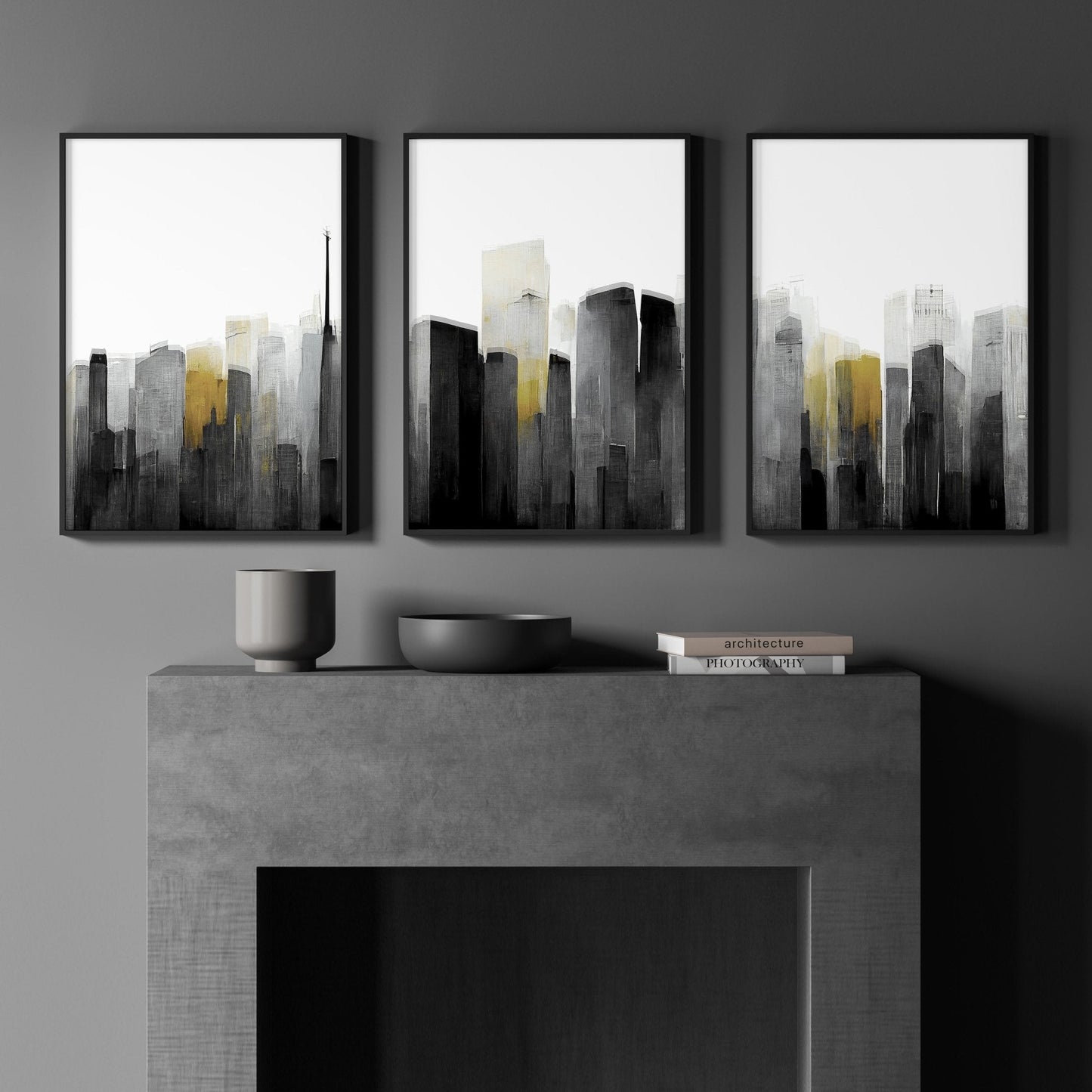 Pictures Framed For Wall | Set of 3 Urban Skyscrapers Wall art Prints