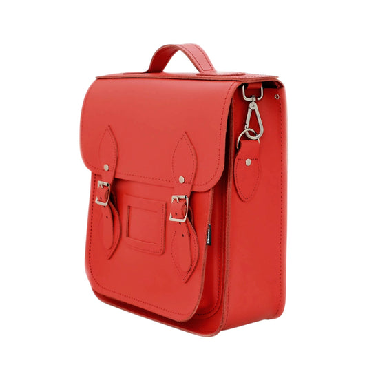 Handmade Leather City Backpack - Pillar Box Red
