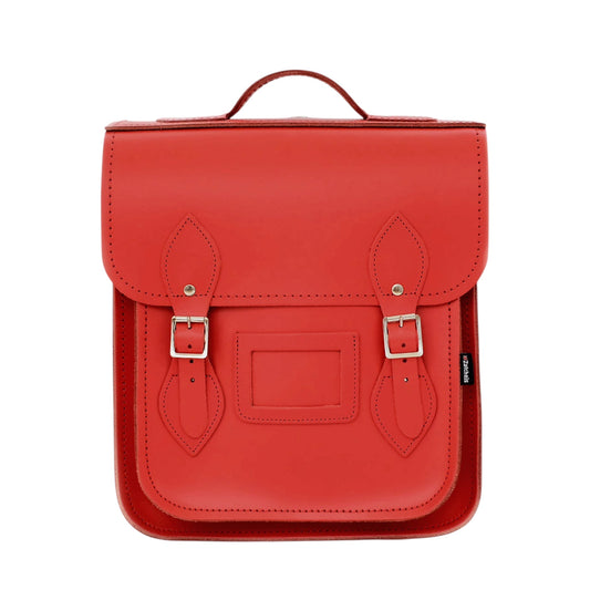 Handmade Leather City Backpack - Pillar Box Red