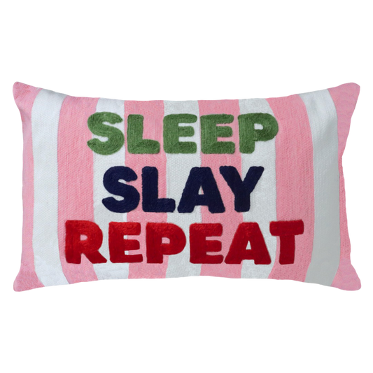 Sleep Slay Repeat Needlepoint Cushion