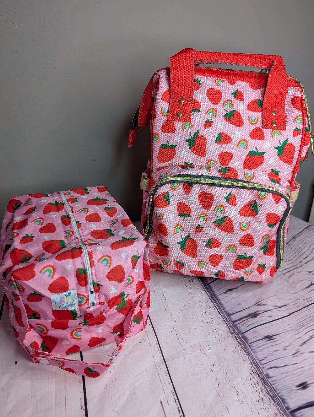 Pink Baby Changing Backpack Bag - Strawberry Fields
