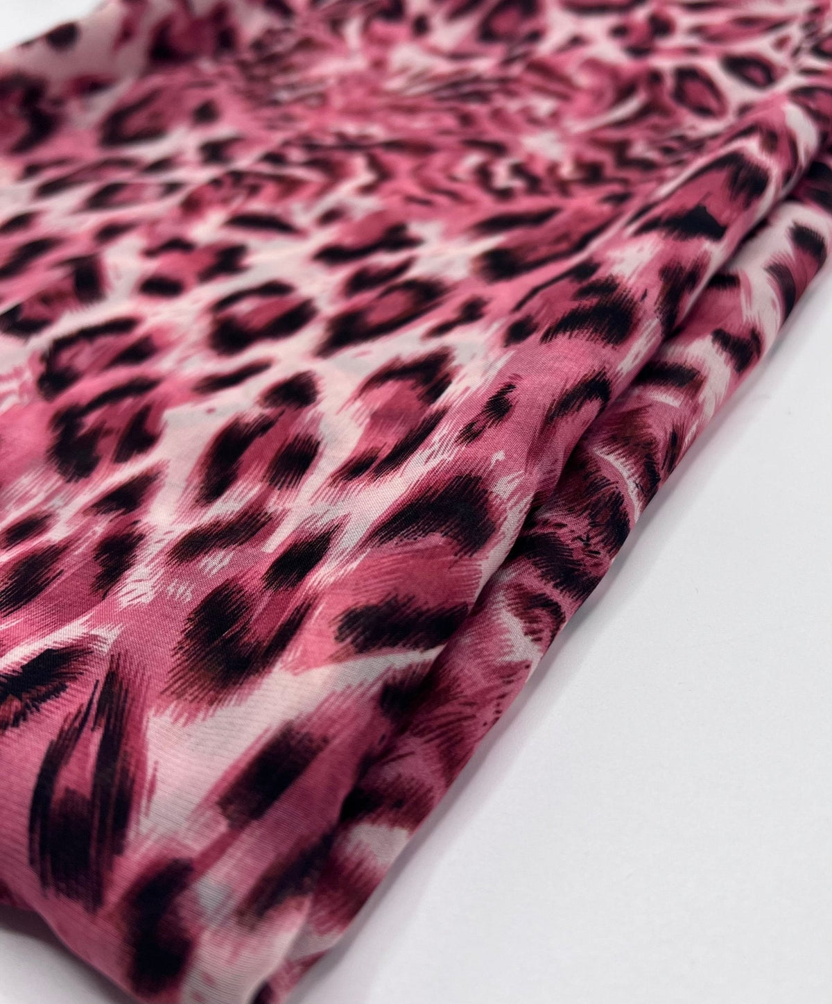 Pink Black Animal Print Non Stretch Chiffon Sheer Dress Bridal Fabric