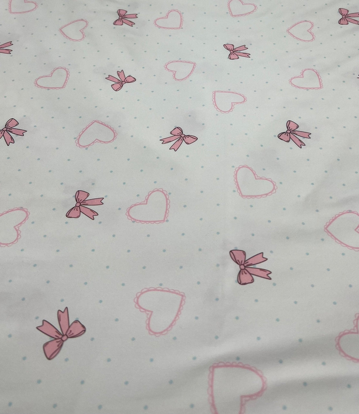 Pink Bow Heart Super Soft Print Spun Poly Stretch Fabric
