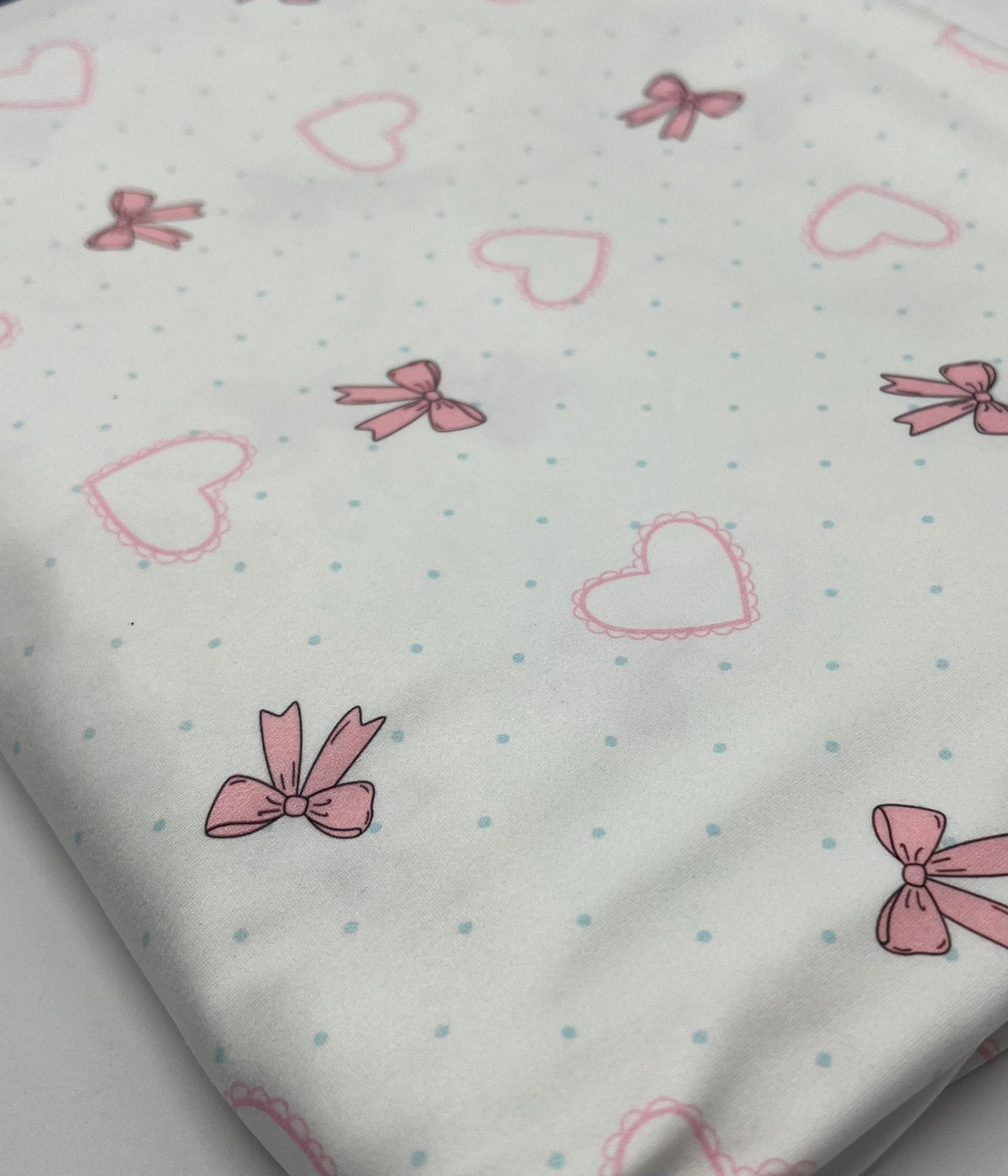 Pink Bow Heart Super Soft Print Spun Poly Stretch Fabric
