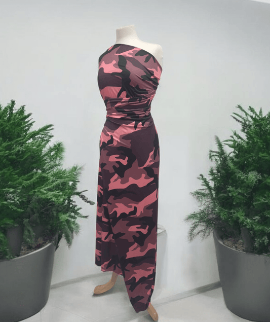 Pink Camo Print ITY Fabric 4 Way Stretch