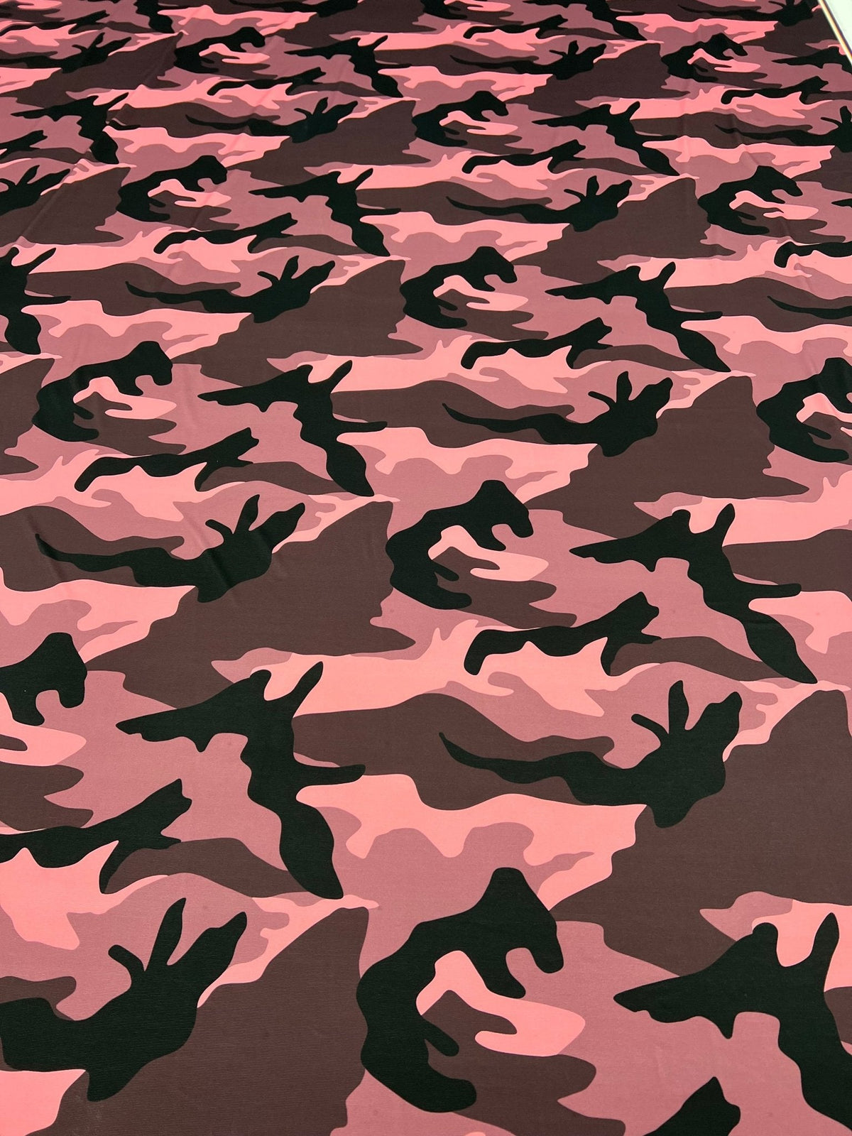Pink Camo Print ITY Fabric 4 Way Stretch