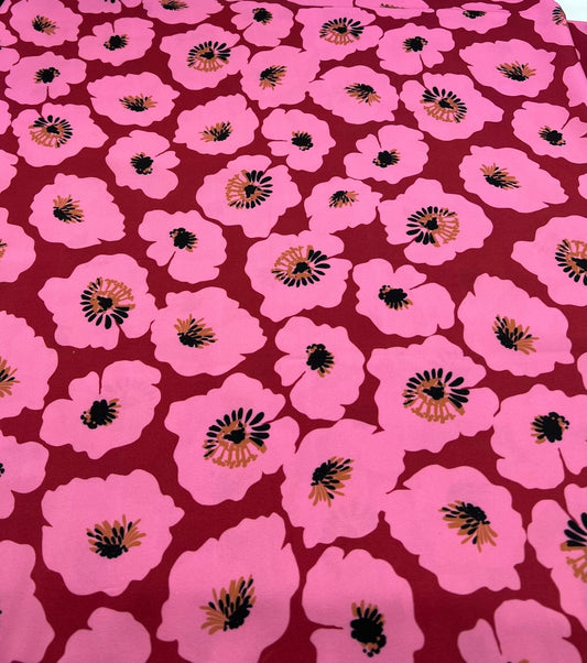 Pink Floral Non Stretch Woven Dress Craft Fabric
