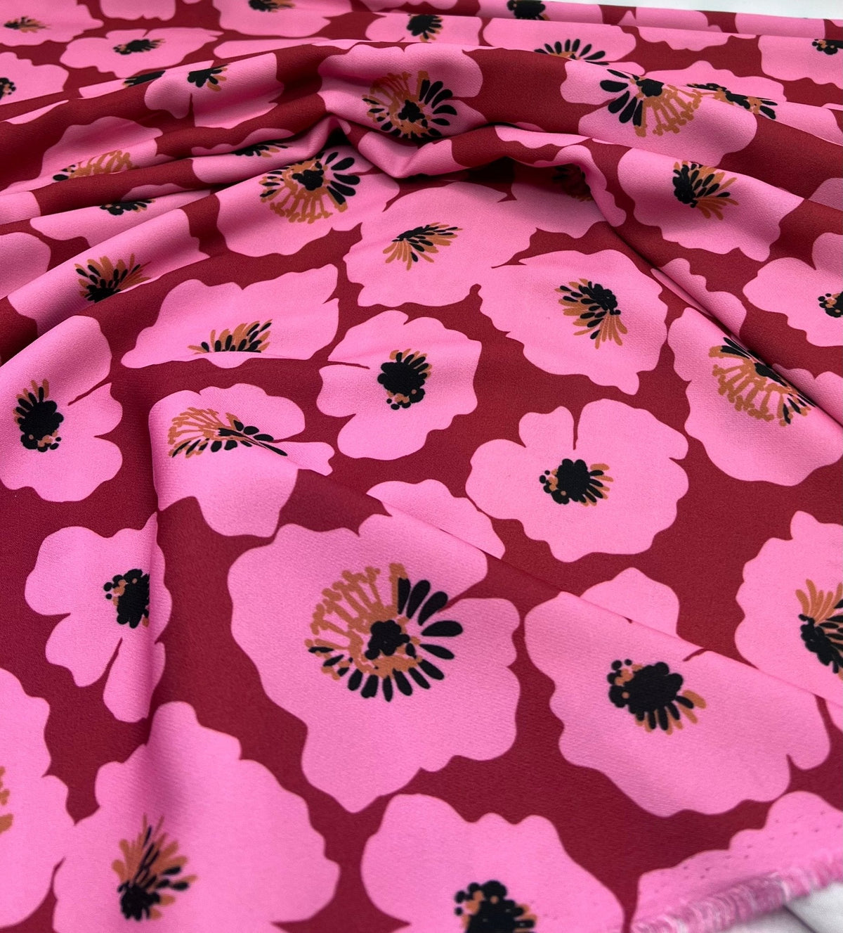 Pink Floral Non Stretch Woven Dress Craft Fabric