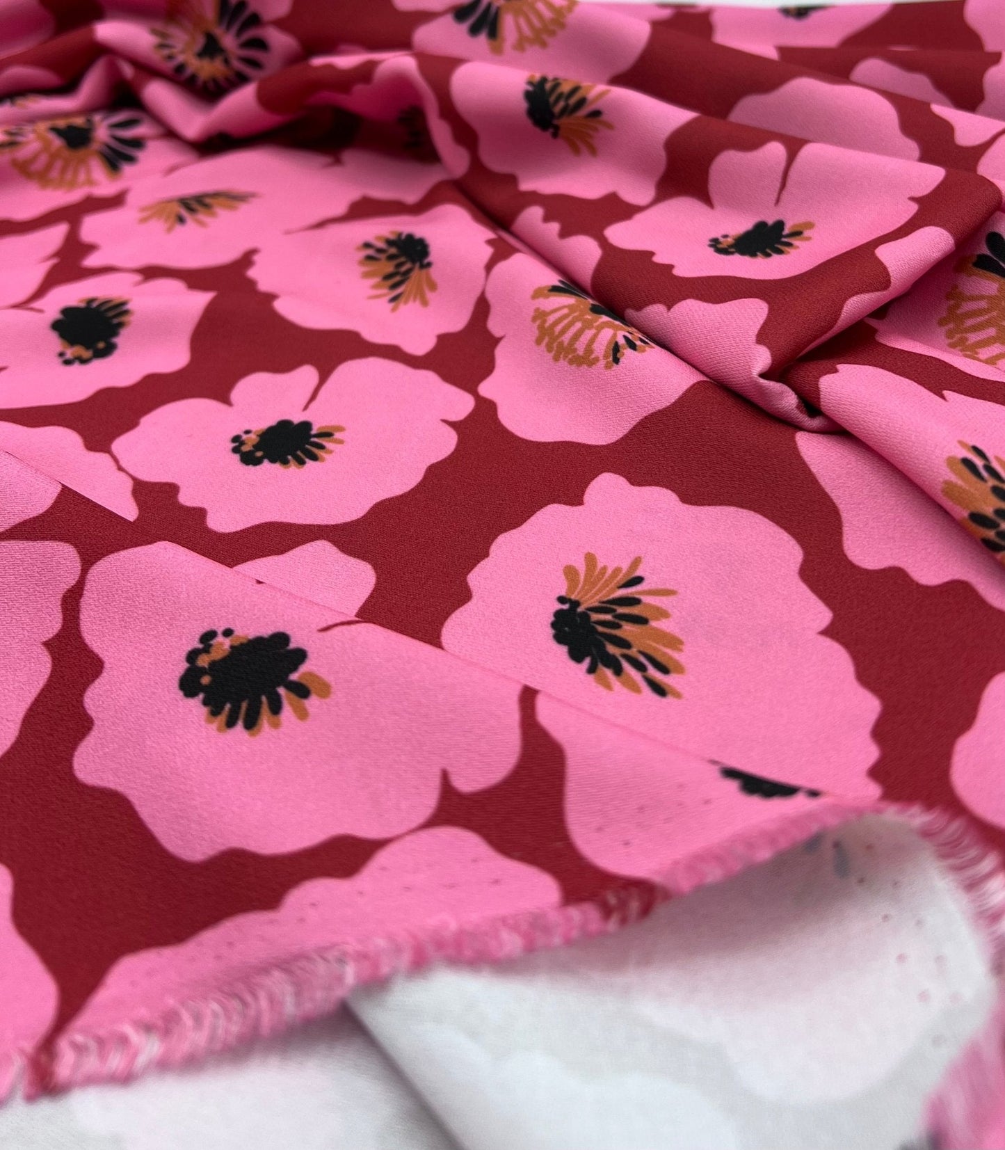 Pink Floral Non Stretch Woven Dress Craft Fabric