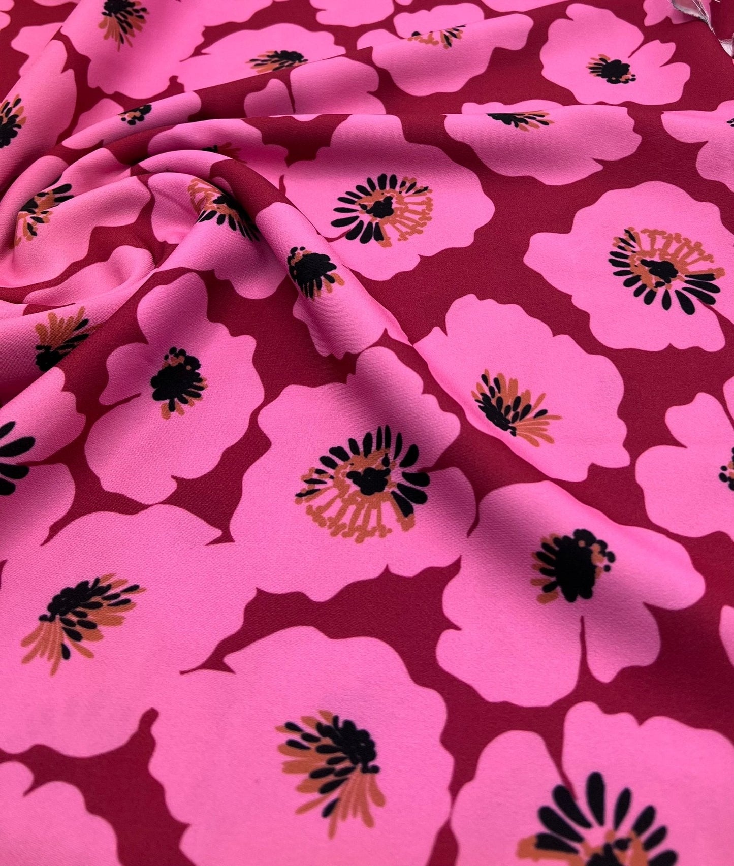 Pink Floral Non Stretch Woven Dress Craft Fabric