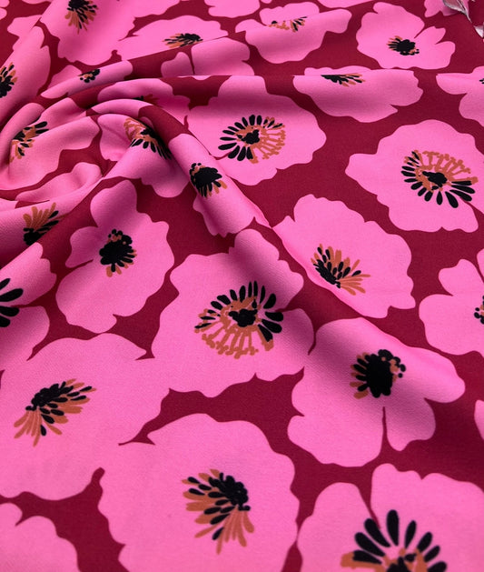 Pink Floral Non Stretch Woven Dress Craft Fabric