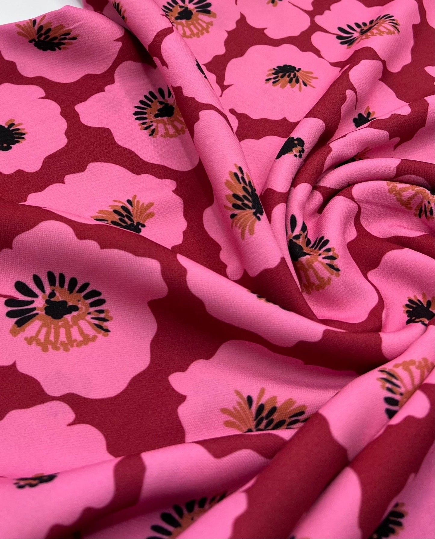 Pink Floral Non Stretch Woven Dress Craft Fabric