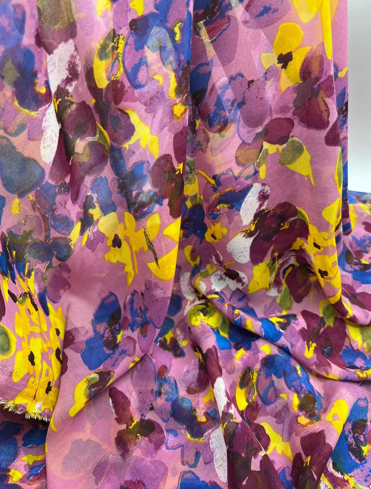 Pink Floral Printed Chiffon Dress Fabric