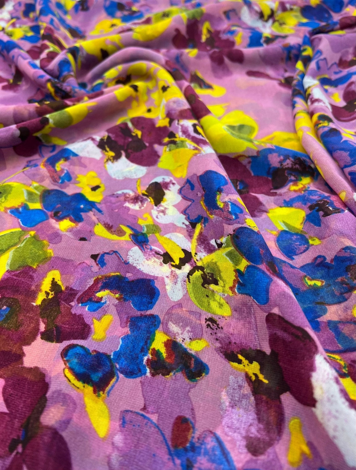 Pink Floral Printed Chiffon Dress Fabric