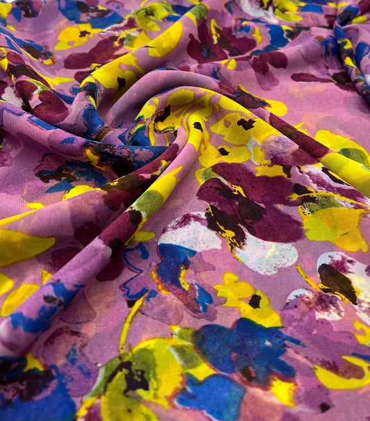 Pink Floral Printed Chiffon Dress Fabric