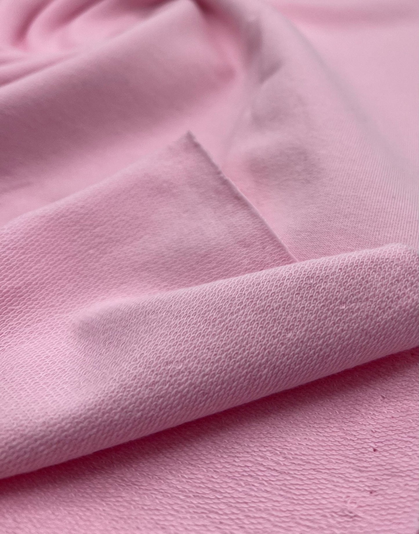Pink French Terry Loopback Cotton Jersey 230 GSM 95/5 Lycra 4 Way Stretch
