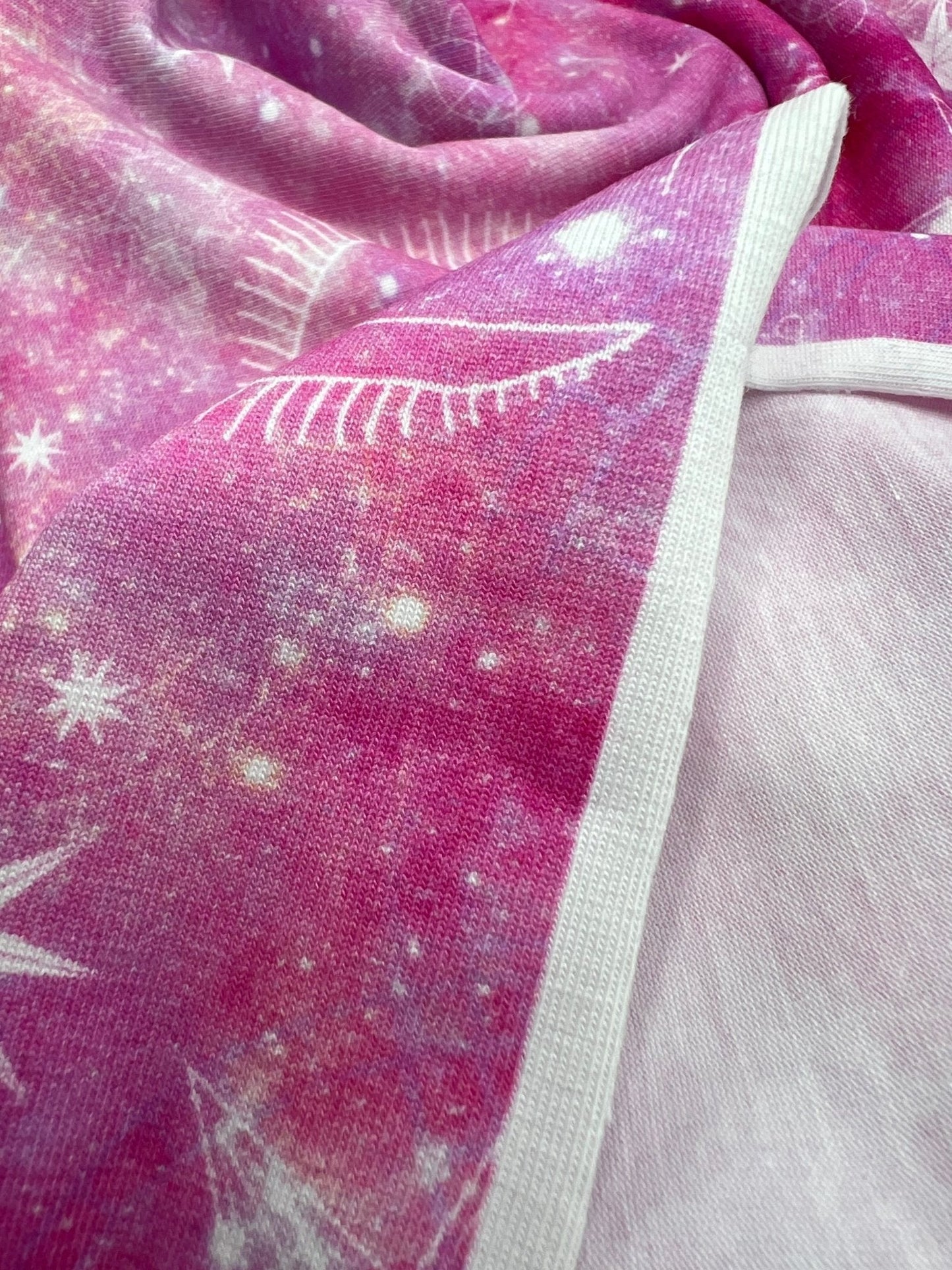 Pink Galaxy Print Cotton Stretch Jersey 200 GSM 95/5 Lycra 4 Way Stretch
