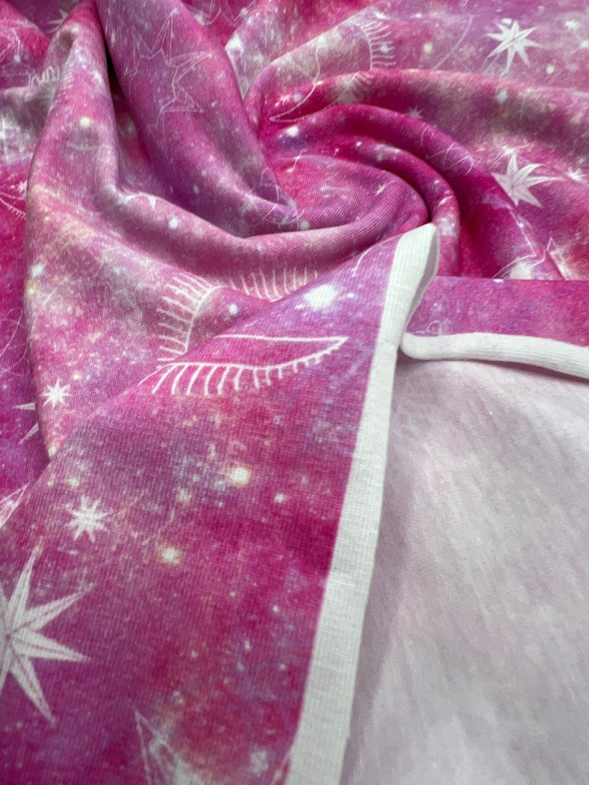 Pink Galaxy Print Cotton Stretch Jersey 200 GSM 95/5 Lycra 4 Way Stretch