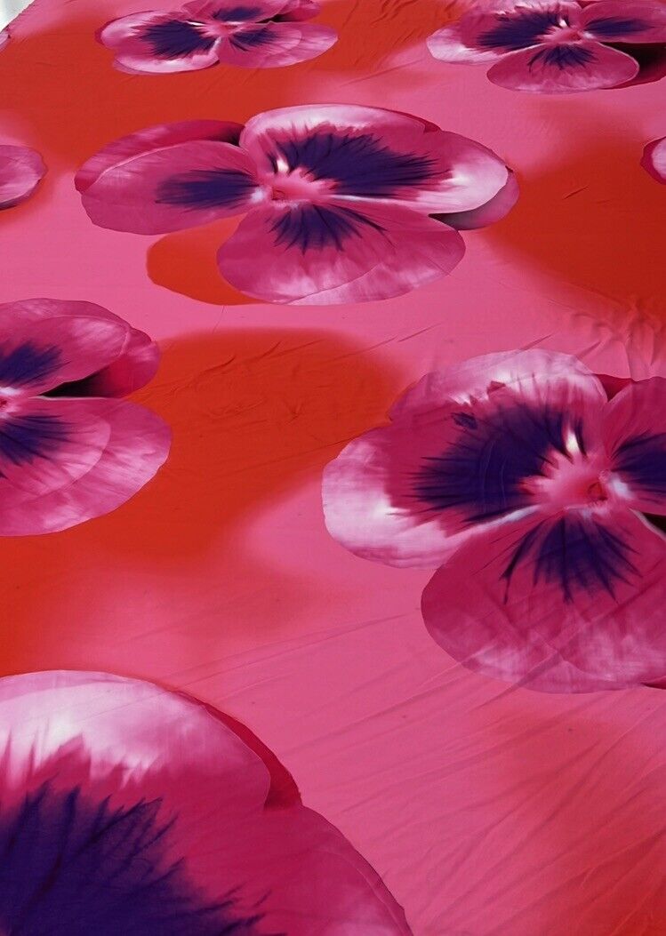 Pink Large Floral Print Spun Poly Stretch Fabric