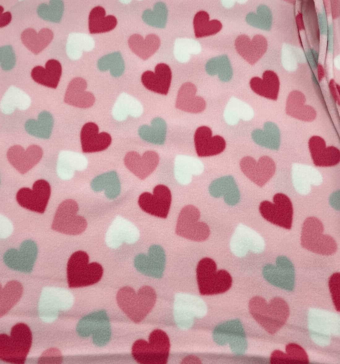 Pink Love Heart Printed Anti-Pil Polar Fleece Fabric Blanket Loungewear
