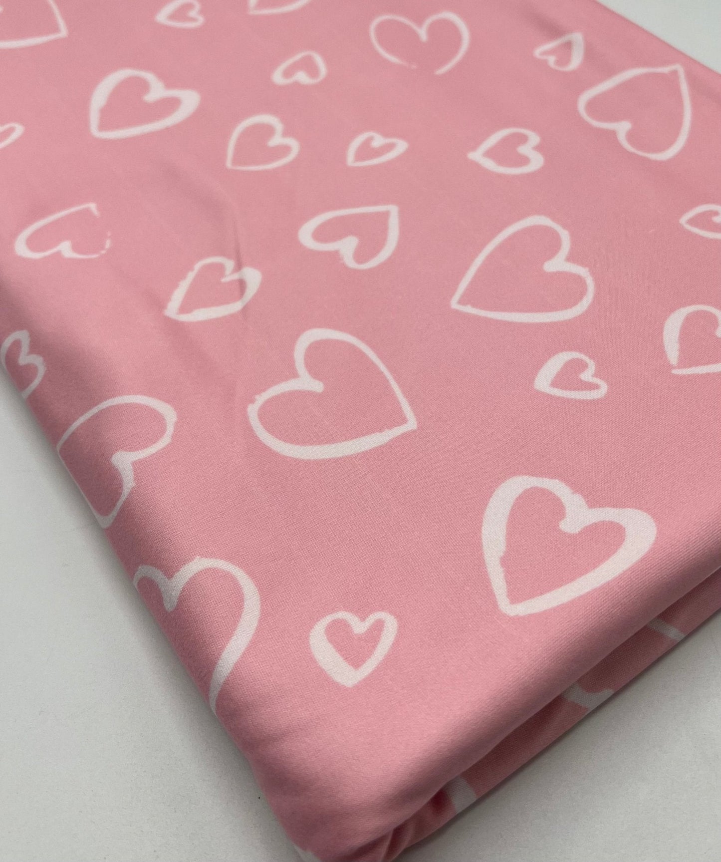 Pink Love Heart Super Soft Print Spun Poly Stretch Fabric