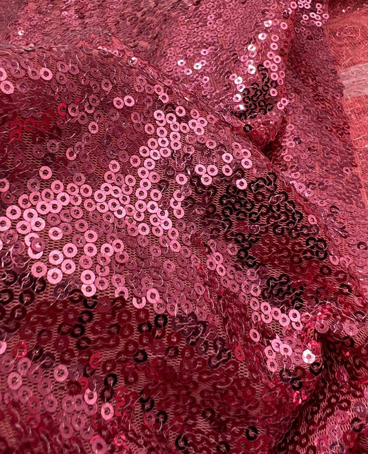 Pink On Pink Sequin Detail Non Stretch Fabric