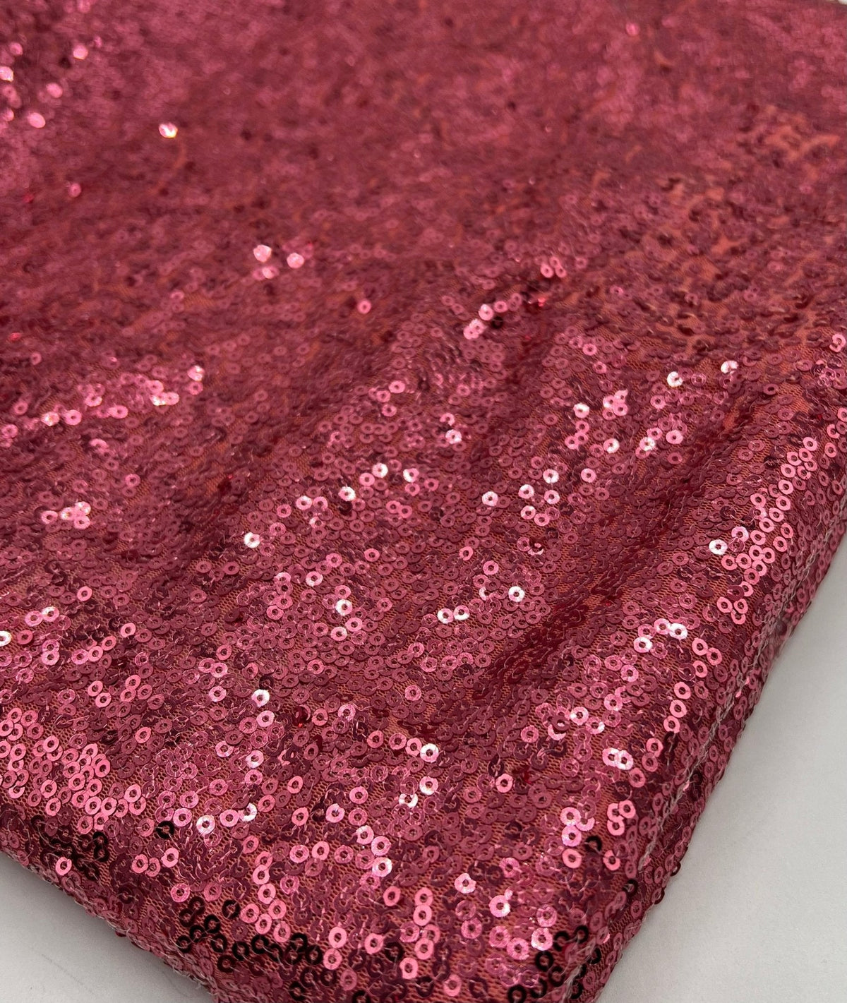 Pink On Pink Sequin Detail Non Stretch Fabric