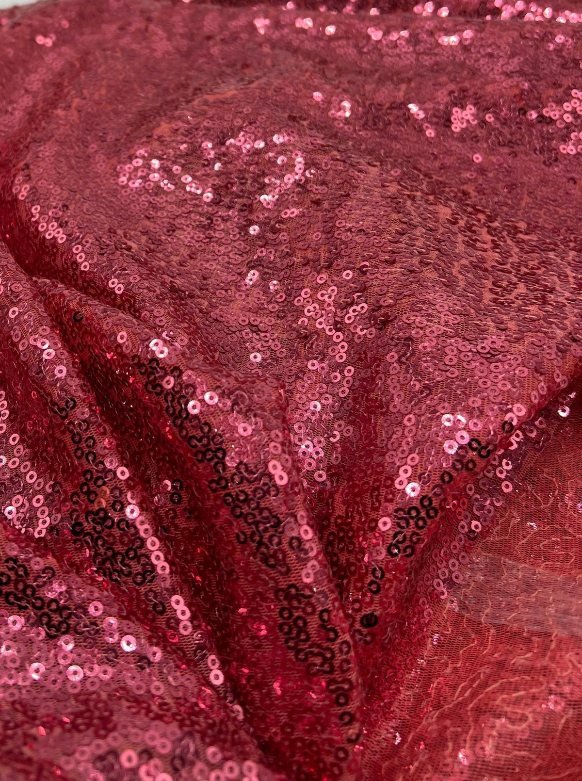 Pink On Pink Sequin Detail Non Stretch Fabric