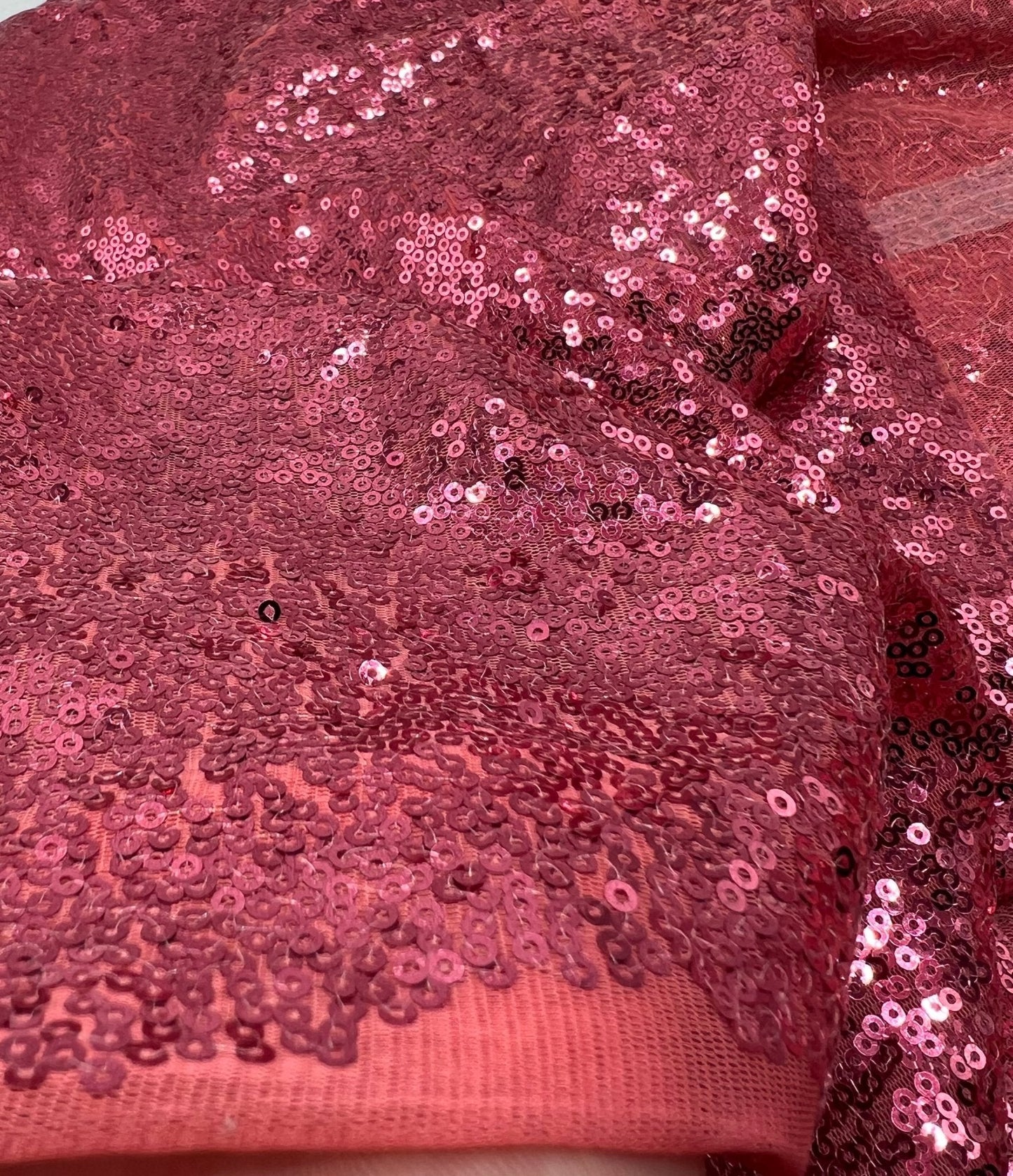 Pink On Pink Sequin Detail Non Stretch Fabric
