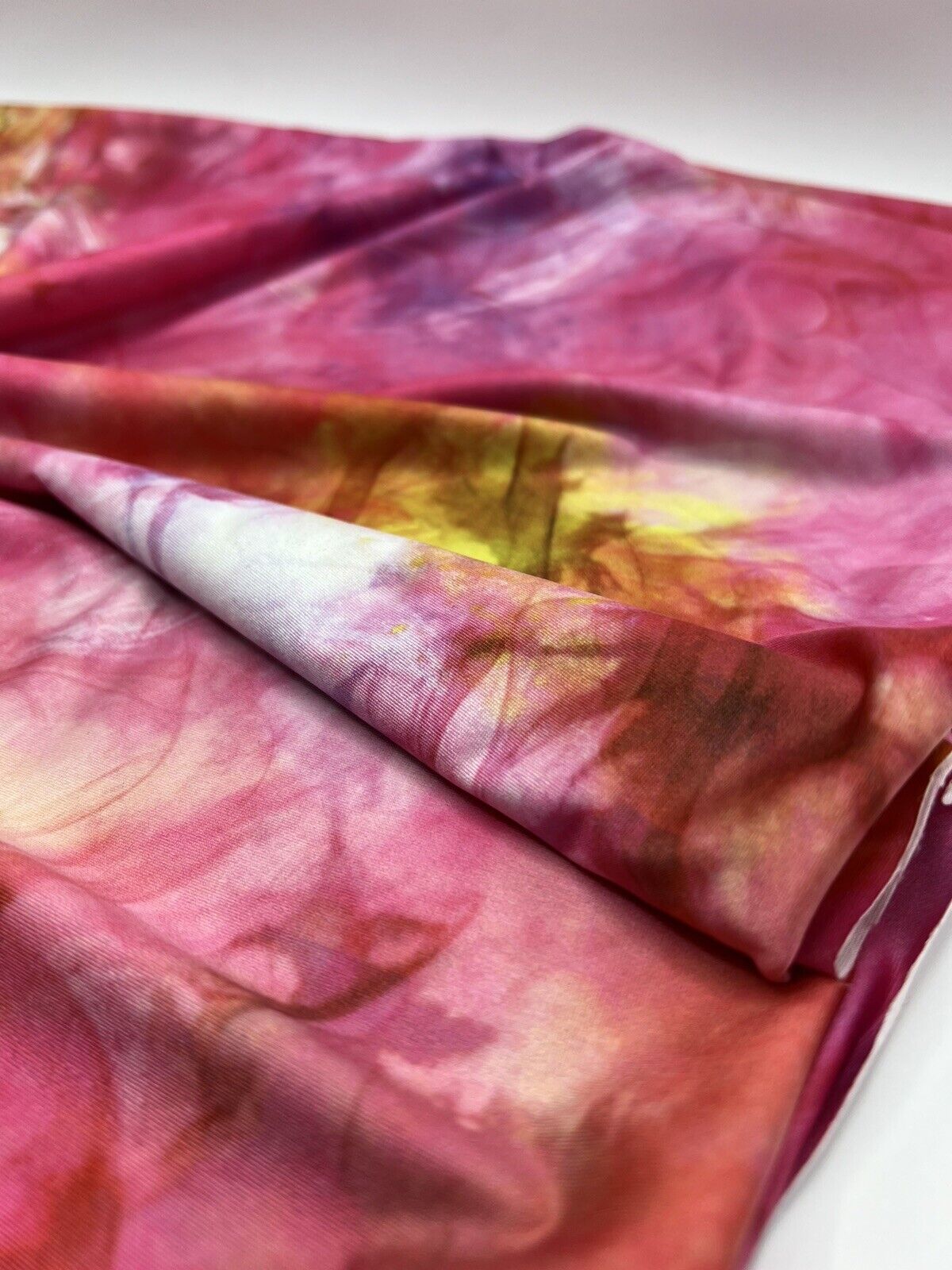 Pink Orange Mix Print Soft Touch Stretch Fabric