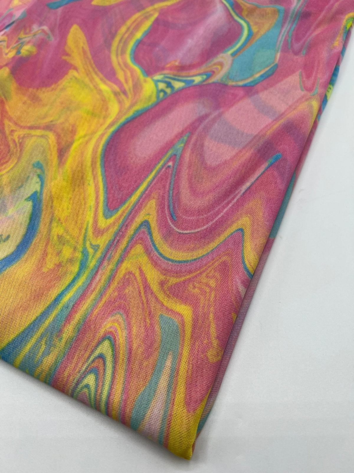 Pink Paint Mix Print Mesh Fabric Stretch