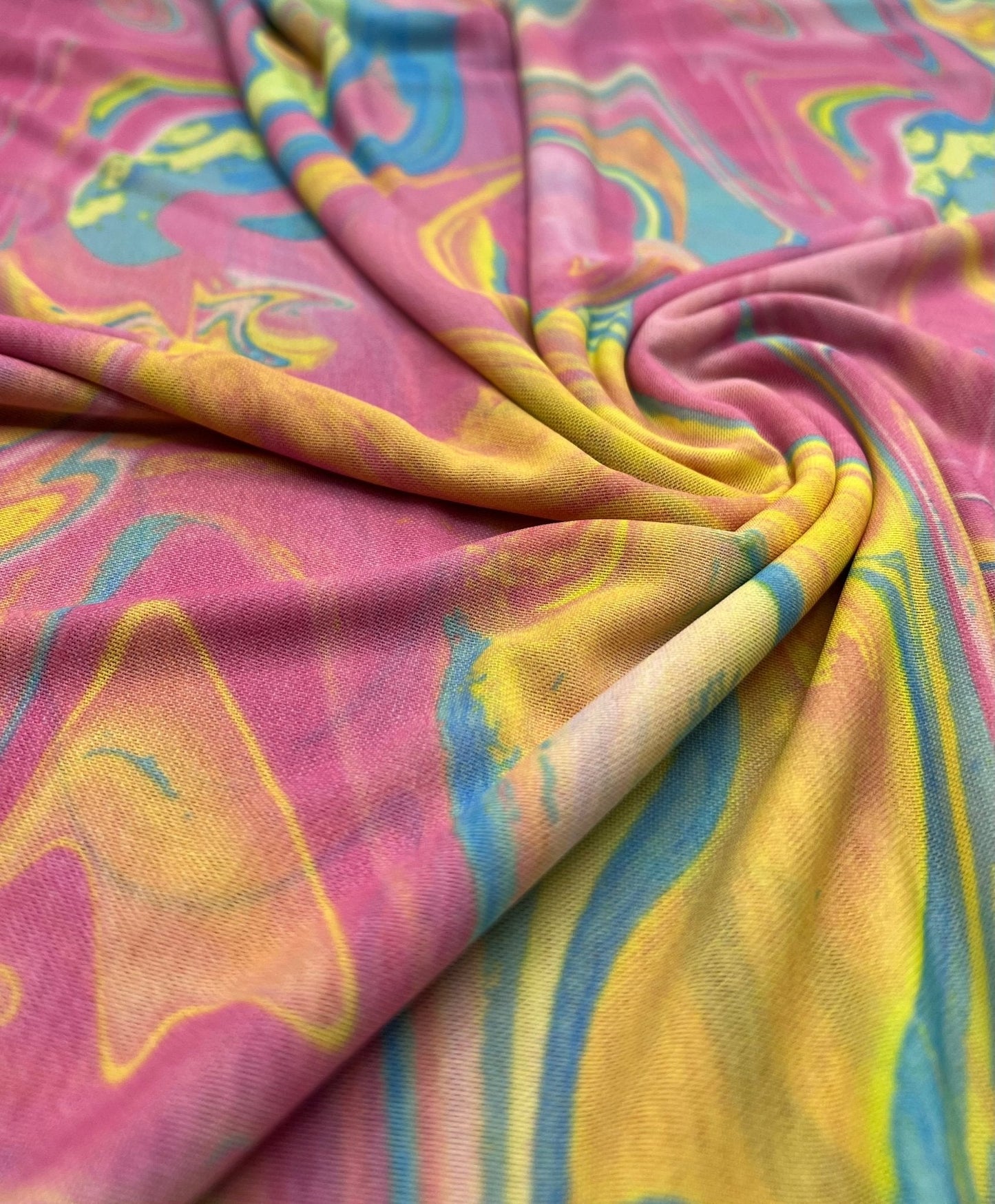Pink Paint Mix Print Mesh Fabric Stretch