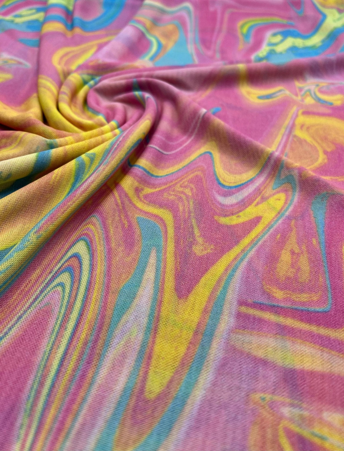 Pink Paint Mix Print Mesh Fabric Stretch