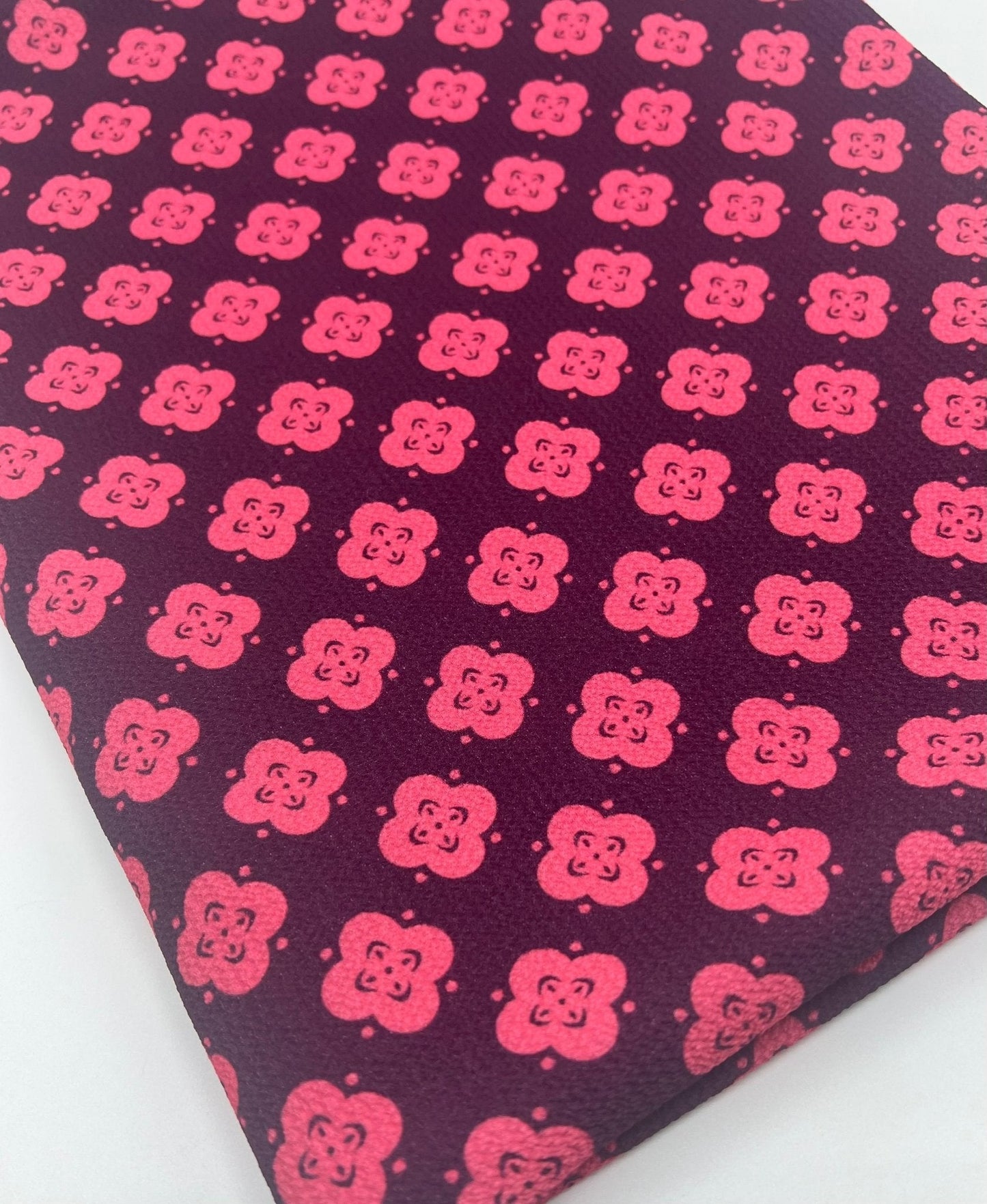Pink Pattern Print Lightweight Bubble Crepe Fabric