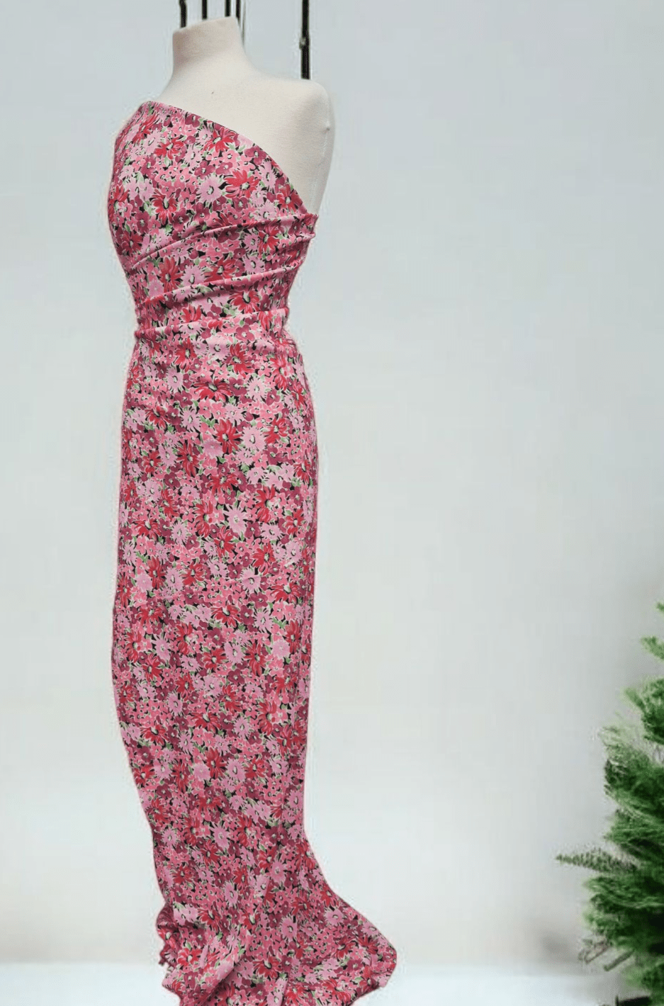 Pink & Purple Mix Floral Printed Scuba Crepe Jersey Fabric 4 Way Stretch