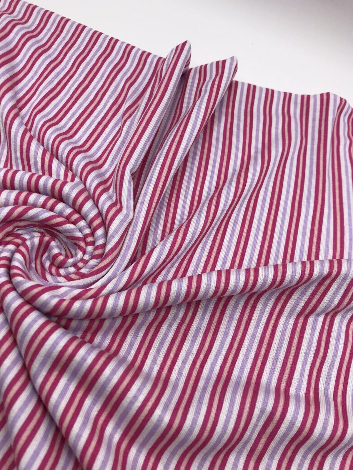 Pink & Purple Vertical Stripe Print Viscose Elastane Fabric