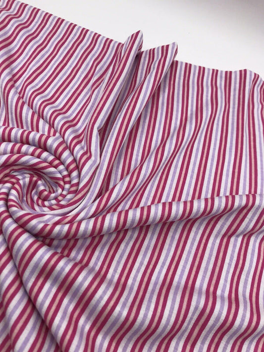 Pink & Purple Vertical Stripe Print Viscose Elastane Fabric