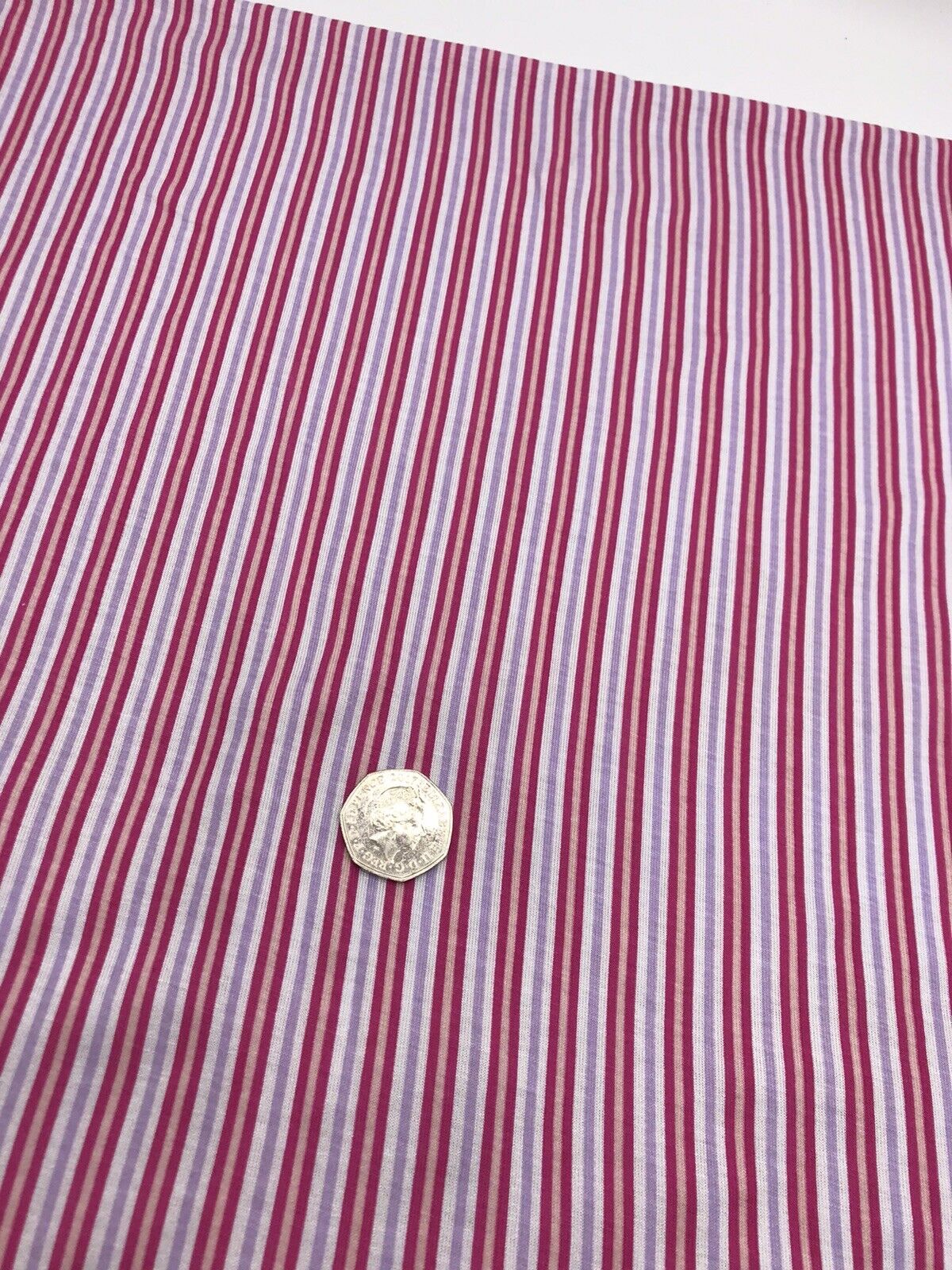 Pink & Purple Vertical Stripe Print Viscose Elastane Fabric