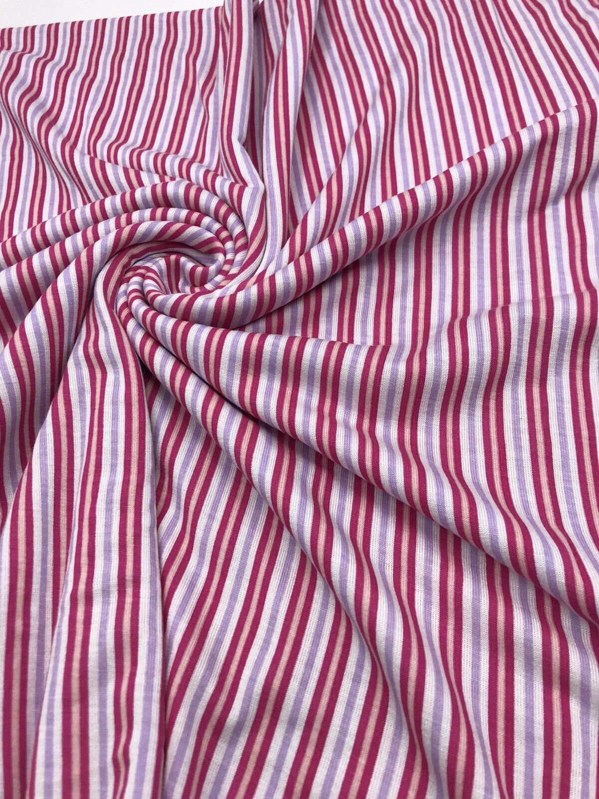 Pink & Purple Vertical Stripe Print Viscose Elastane Fabric