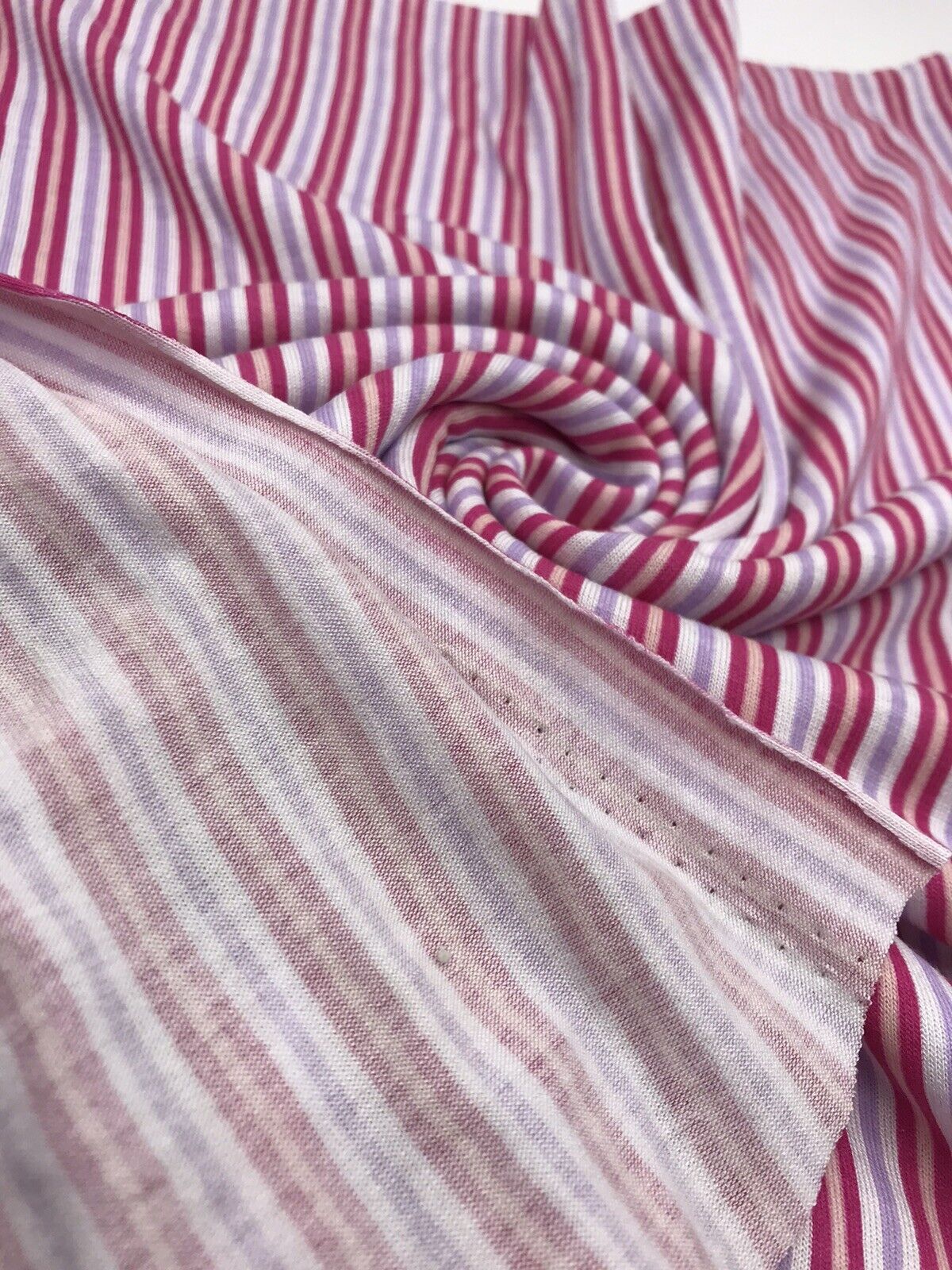 Pink & Purple Vertical Stripe Print Viscose Elastane Fabric