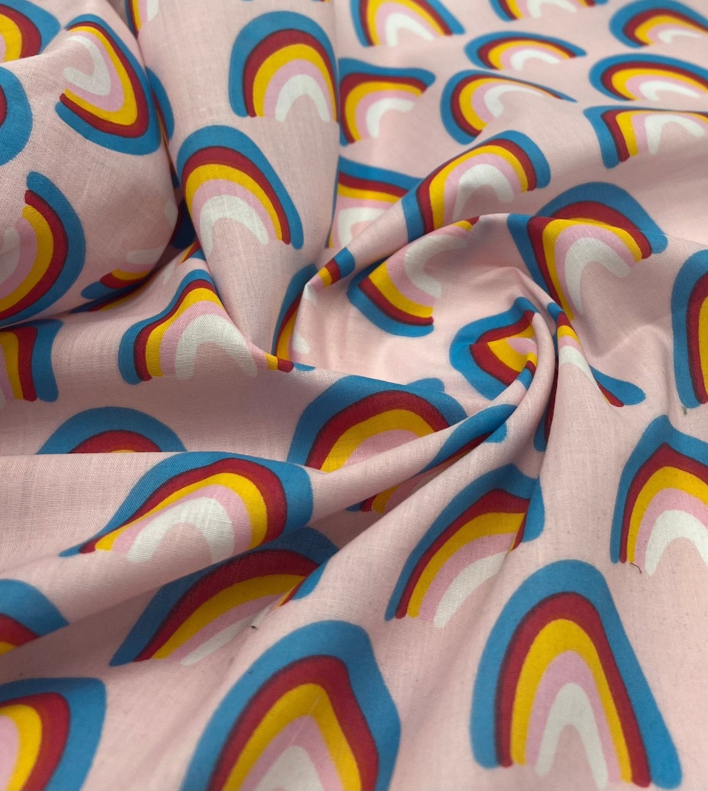 Pink Rainbow Printed Polycotton 90 GSM 80/20 44 Inch Non Stretch